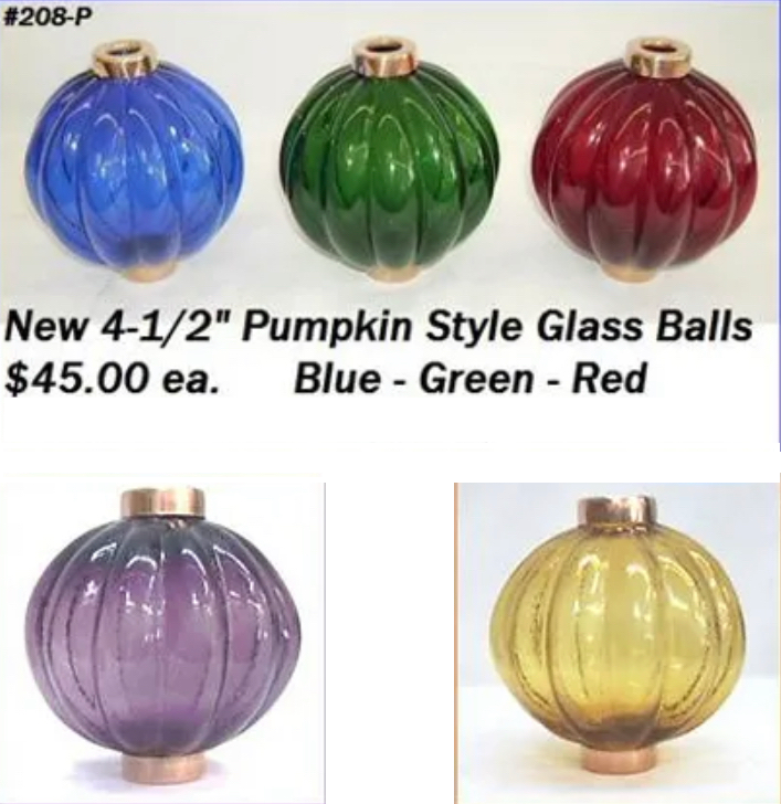 Pumpkin Glass Lightning Rod Balls